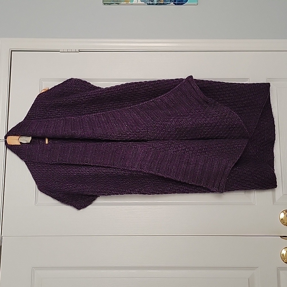 Vintage Holt Renfrew Purple Sleeveless Knit Open Cardigan Sweater Vest Coat